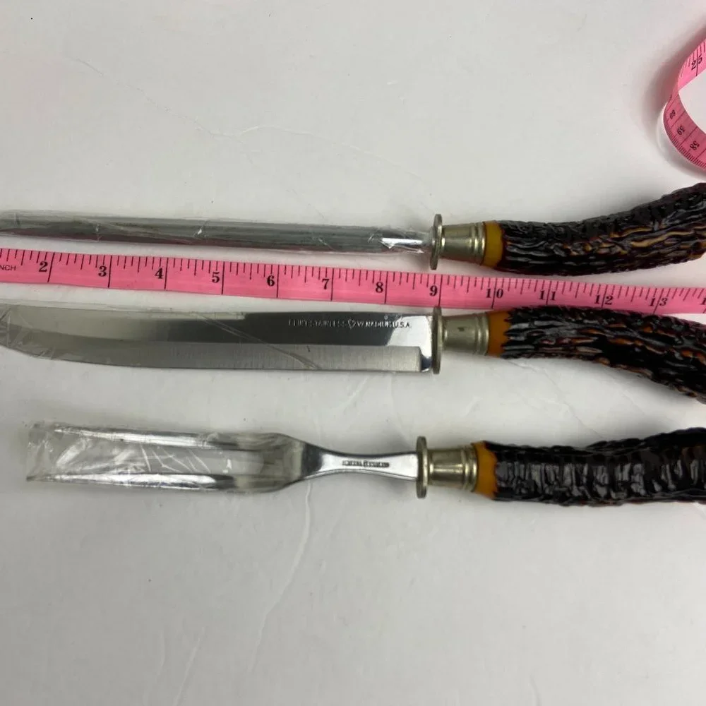 Vintage 1960’s Flint Stainless Vanadium USA Carving Set Bakelite Handles